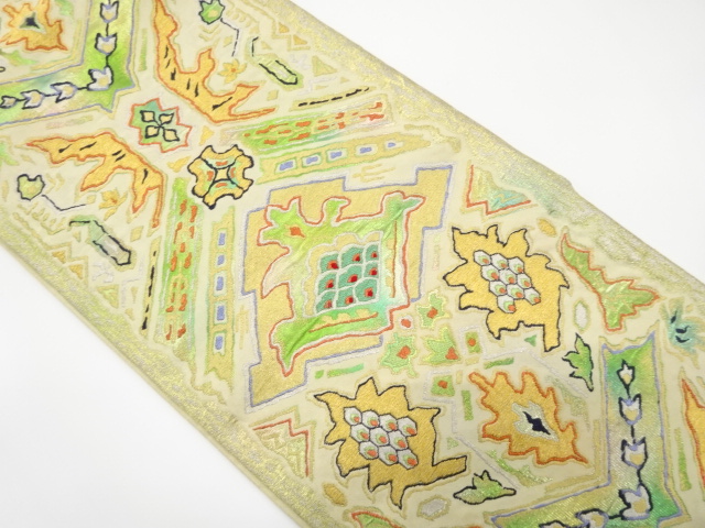 JAPANESE KIMONO / ANTIQUE FUKURO OBI / SILK / WOVEN SARASA PATTERN